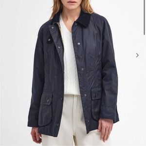 Women's Navy Barbour Beadnell Waxed Jacket